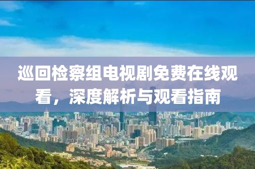 巡回檢察組電視劇免費(fèi)在線觀看，深度解析與觀看指南