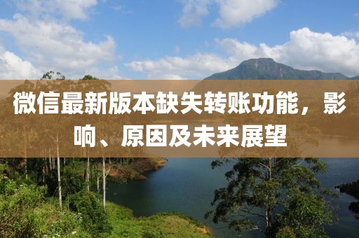 微信最新版本缺失轉(zhuǎn)賬功能，影響、原因及未來展望