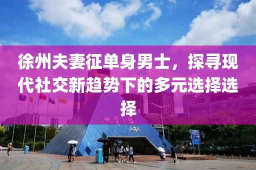 徐州夫妻征單身男士，探尋現(xiàn)代社交新趨勢下的多元選擇選擇