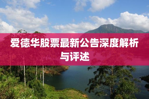愛(ài)德華股票最新公告深度解析與評(píng)述