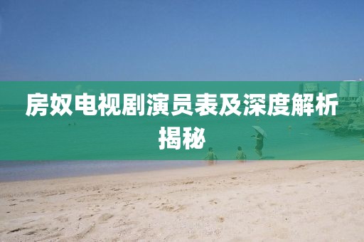 房奴電視劇演員表及深度解析揭秘
