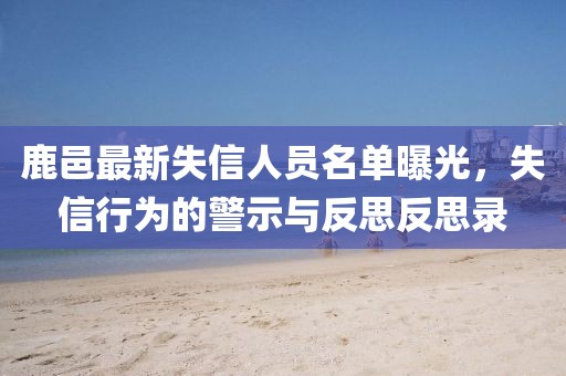 鹿邑最新失信人員名單曝光，失信行為的警示與反思反思錄