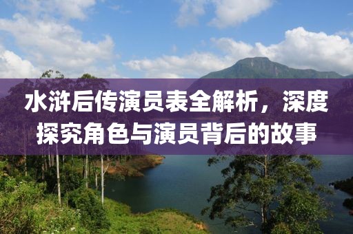 水滸后傳演員表全解析，深度探究角色與演員背后的故事
