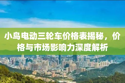 小鳥電動三輪車價格表揭秘，價格與市場影響力深度解析