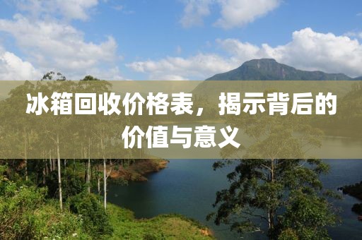 冰箱回收價格表，揭示背后的價值與意義
