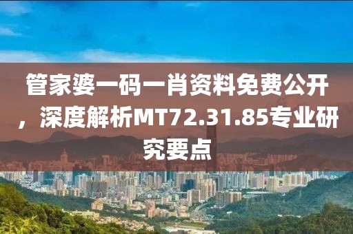管家婆一碼一肖資料免費(fèi)公開，深度解析MT72.31.85專業(yè)研究要點(diǎn)