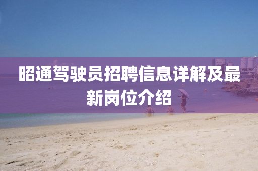 昭通駕駛員招聘信息詳解及最新崗位介紹