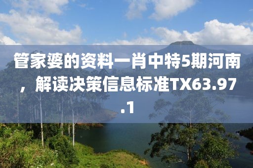 管家婆的資料一肖中特5期河南，解讀決策信息標準TX63.97.1