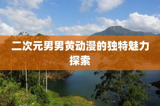 二次元男男黃動(dòng)漫的獨(dú)特魅力探索