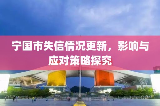 寧國(guó)市失信情況更新，影響與應(yīng)對(duì)策略探究