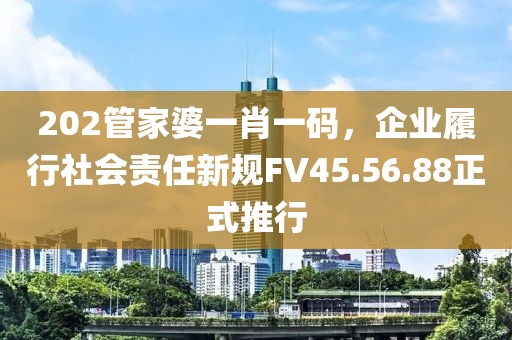 202管家婆一肖一碼，企業(yè)履行社會責(zé)任新規(guī)FV45.56.88正式推行