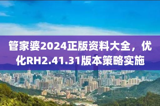 管家婆2024正版資料大全，優(yōu)化RH2.41.31版本策略實施