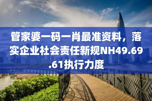 管家婆一碼一肖最準資料，落實企業(yè)社會責任新規(guī)NH49.69.61執(zhí)行力度
