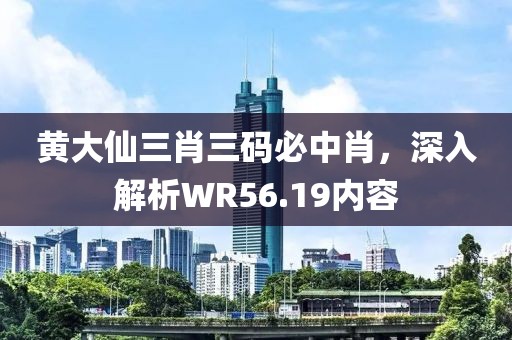 黃大仙三肖三碼必中肖，深入解析WR56.19內(nèi)容