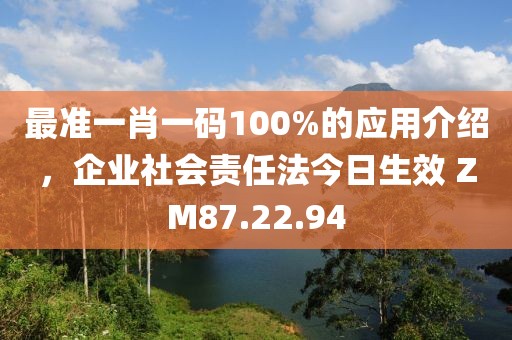 最準(zhǔn)一肖一碼100%的應(yīng)用介紹，企業(yè)社會(huì)責(zé)任法今日生效 ZM87.22.94
