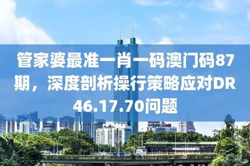 管家婆最準(zhǔn)一肖一碼澳門(mén)碼87期，深度剖析操行策略應(yīng)對(duì)DR46.17.70問(wèn)題