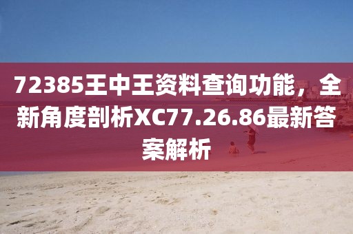 72385王中王資料查詢功能，全新角度剖析XC77.26.86最新答案解析