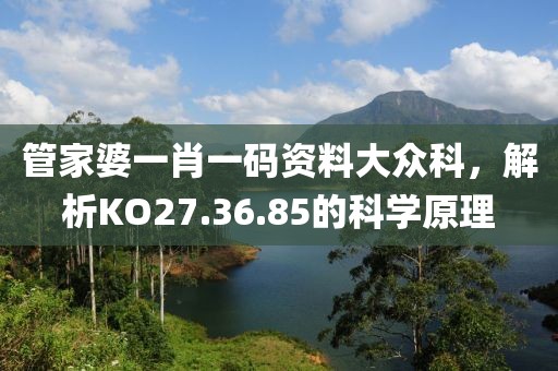 管家婆一肖一碼資料大眾科，解析KO27.36.85的科學原理