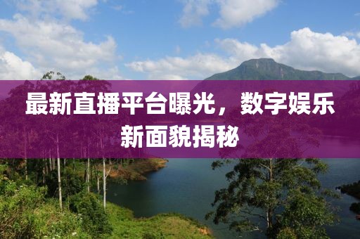 最新直播平臺(tái)曝光，數(shù)字娛樂(lè)新面貌揭秘